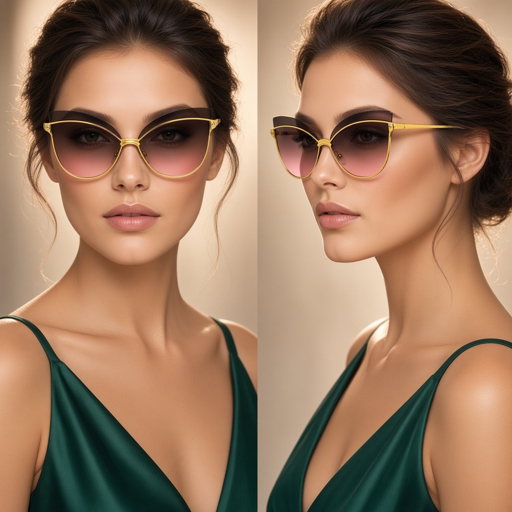 Cat Eye Sunglasses Women Gold Frame Fashion Designer Shades Lentes Gafas Mujer